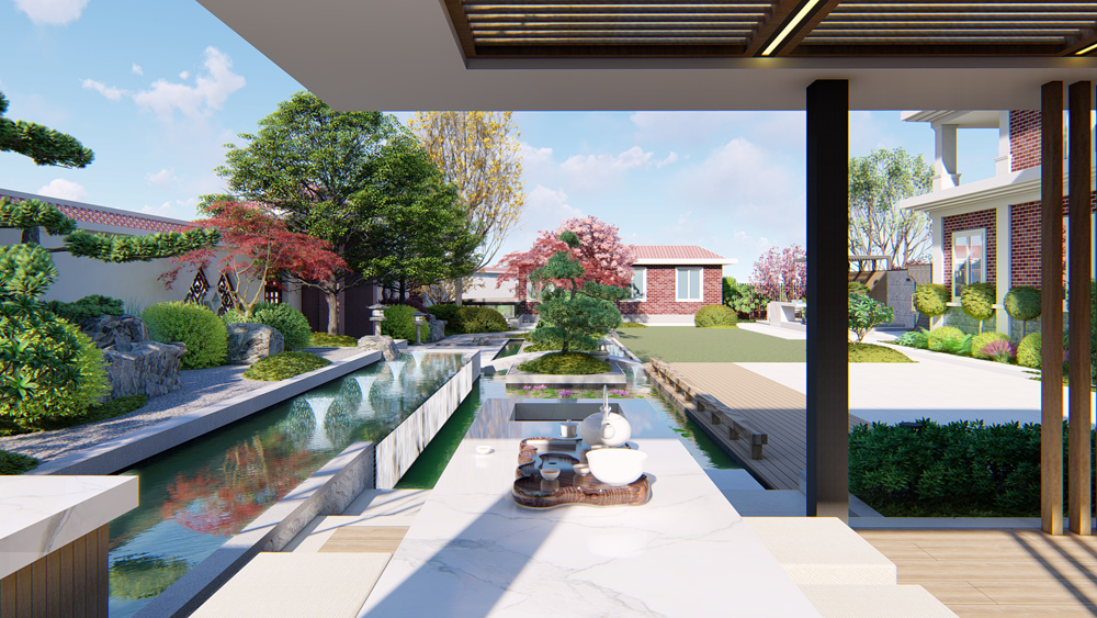 未来海岸现代禅意别墅花园设计案例